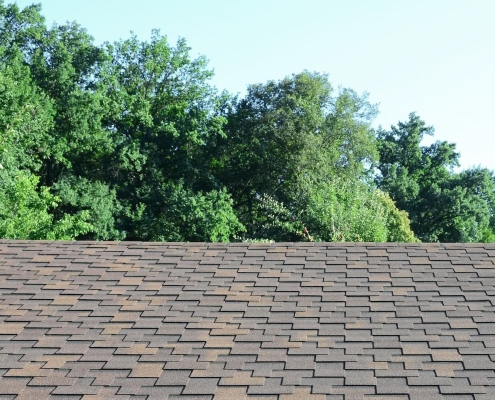 Roof installed with asphalt shingles