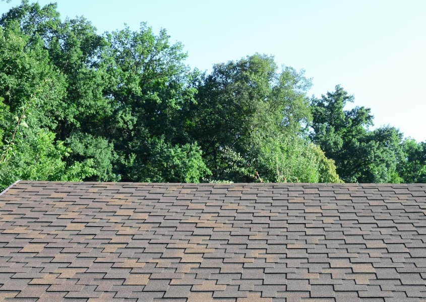 Roof installed with asphalt shingles