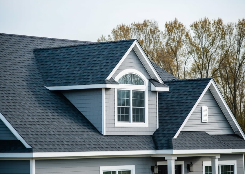 Homeowner inspecting aging roof shingles for replacement
