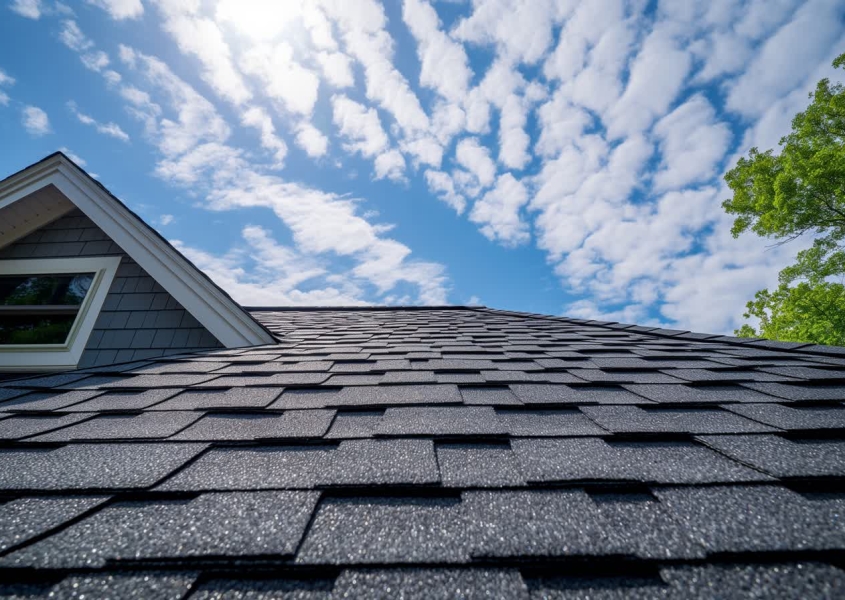 View of a certified roofing professionals work after performing residential roof installation