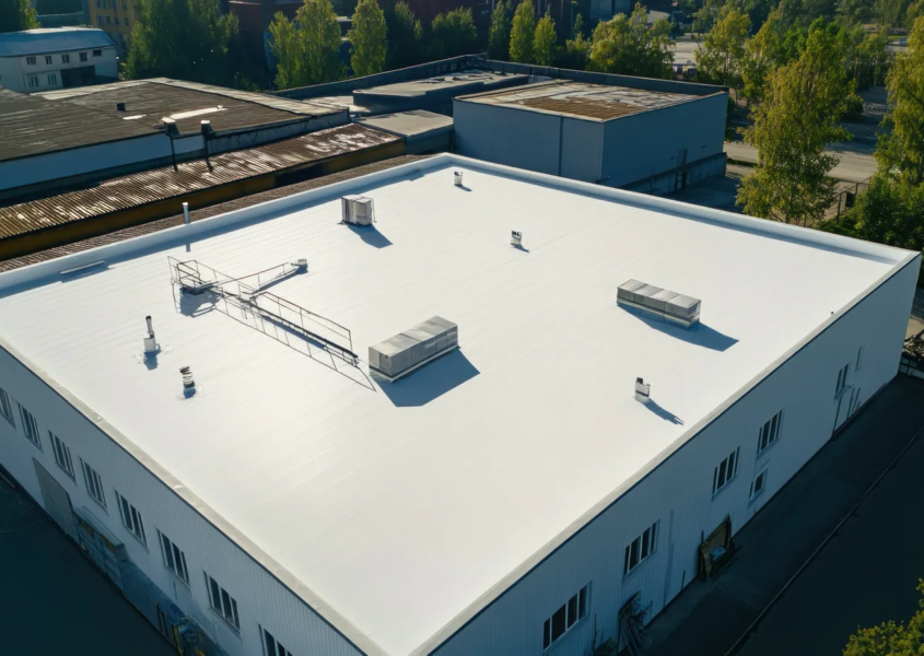 Commercial flat roof replaced after flat roof lifecycle cost planning