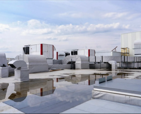 Flat roof ponding water and drainage issues requiring flat roof risk management attention