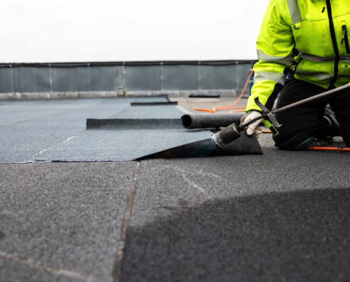 Flat roof repair for commercial roof after budget planning assessment