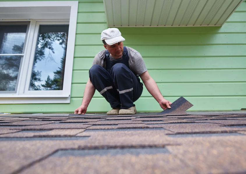 Homeowner attempting a DIY repair, illustrating common roofing mistakes homeowners make