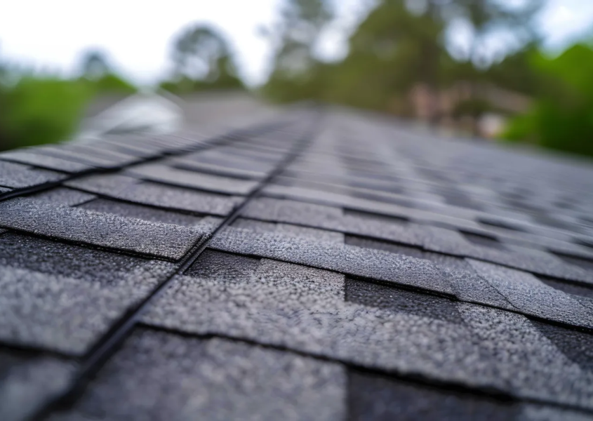 Roofer installing asphalt shingles on a residential home for a new roof project
